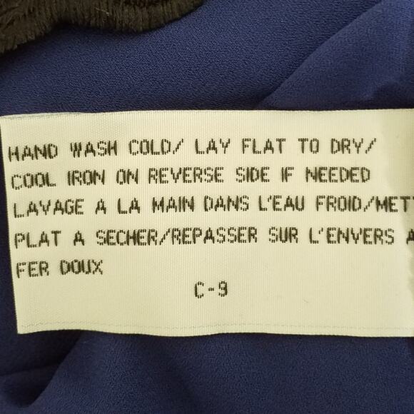 Evette & K Womens Size Large Blue Black Floral Lace Overlay Short Sleeve - Picture 6 of 7